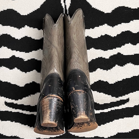 ACME Vintage Grey Leather Western Cowboy Boots Style 8856 Size 9 - Picture 7 of 14
